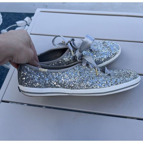 Keds For Kate Spade New York Glitter Sneakers  - Size 7 - Silver/ Gray - Picture 3 of 11